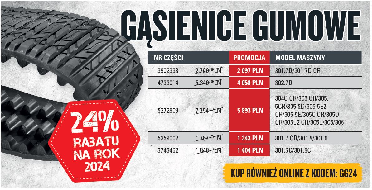 Promocja gąsienice gumowe do minikoparek Cat